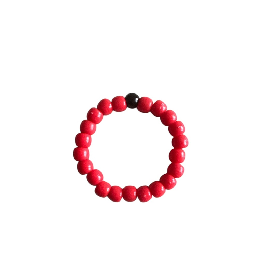 3 FOR $20 HANDCRAFTED Red & Black Pony Beaded Stretch Bracelet